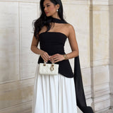 Lucinda | Women's Strapless Maxi Wedding Guest Dress with Scarf