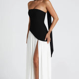 Lucinda | Women's Strapless Maxi Wedding Guest Dress with Scarf