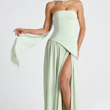 Lucinda | Women's Strapless Maxi Wedding Guest Dress with Scarf