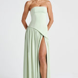 Lucinda | Women's Strapless Maxi Wedding Guest Dress with Scarf