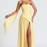 Lucinda | Women's Strapless Maxi Wedding Guest Dress with Scarf