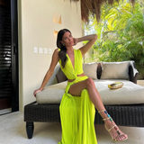 Meadowlyn | Women's Tropic Drape Maxi Summer Vacation Dress