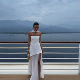 Noella | Women's Strapless Maxi Wedding Guest Dress with Scarf