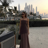 Noella | Women's Strapless Maxi Wedding Guest Dress with Scarf