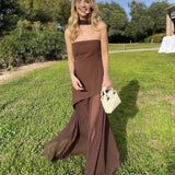 Noella | Women's Strapless Maxi Wedding Guest Dress with Scarf