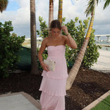 Odessa | Women's Strapless Tiered Maxi Wedding Guest Dress