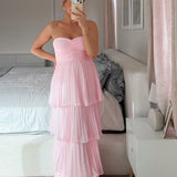 Odessa | Women's Strapless Tiered Maxi Wedding Guest Dress