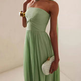 Romilly | Women's Elegant Strapless Maxi Wedding Guest Dress