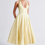 Rosalie | Women's Halter-Neck Midi Wedding Guest Dress