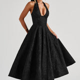 Rosalie | Women's Halter-Neck Midi Wedding Guest Dress