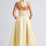 Rosalie | Women's Halter-Neck Midi Wedding Guest Dress