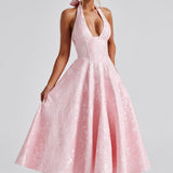Rosalie | Women's Halter-Neck Midi Wedding Guest Dress