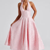 Rosalie | Women's Halter-Neck Midi Wedding Guest Dress