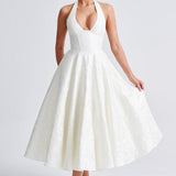 Rosalie | Women's Halter-Neck Midi Wedding Guest Dress