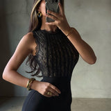 Roxanne | Women's Blck High-neck Lace Bodycon Mini Dress