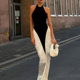Women's Sleeveless Backless Ruched Bodycon Maxi Dress