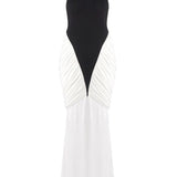Women's Sleeveless Backless Ruched Bodycon Maxi Dress