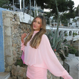 Solene | Women's Pink Long Sleeve Mini Summer Cocktail Dress