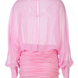 Solene | Women's Pink Long Sleeve Mini Summer Cocktail Dress