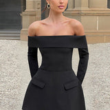 Stella | Women’s Long Sleeve Off-Shoulder A-Line Mini Dress