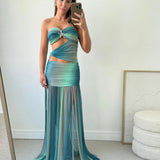 Wren | Women's Strapless Mesh Cut-Out Maxi Summer Dress