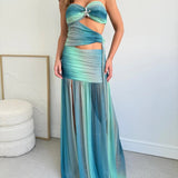 Wren | Women's Strapless Mesh Cut-Out Maxi Summer Dress