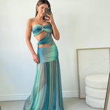 Wren | Women's Strapless Mesh Cut-Out Maxi Summer Dress