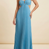 Luella | Women's Halter Pleated Maxi Prom Dress