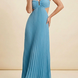 Luella | Women's Halter Pleated Maxi Prom Dress