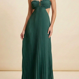 Luella | Women's Halter Pleated Maxi Prom Dress