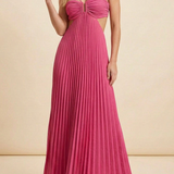 Luella | Women's Halter Pleated Maxi Prom Dress