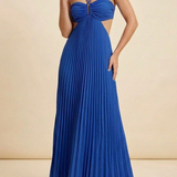 Luella | Women's Halter Pleated Maxi Prom Dress