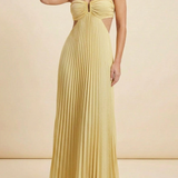 Luella | Women's Halter Pleated Maxi Prom Dress