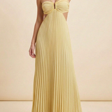 Luella | Women's Halter Pleated Maxi Prom Dress