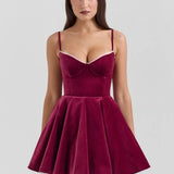 Bonnie | Women's Burgundy Sleeveless Velvet Mini Party Dress