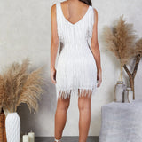 Celine | Women's Sleeveless Glitter Fringes Mini Party Dress
