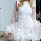 Mandy | Women's Mini Dress with Ruched Hem and Long Sleeves