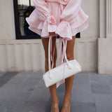 Polly | Women's Long Sleeve Mini Summer Dress with Rose Detail
