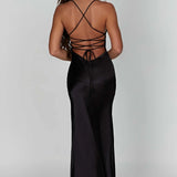 Daisy | Satin Plunge Maxi Dress with Thigh-High Split