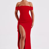 Belle | Bodycon Off-Shoulder Ruched Maxi Dress