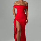 Belle | Bodycon Off-Shoulder Ruched Maxi Dress