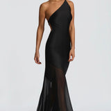 Feline | Bias-Cut Fluid Layered Skirt Sculpted Maxi Dress