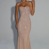 Luminara | Shimmering Refined Opulence Sculpted Maxi Dress