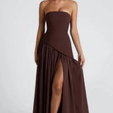 Donna | Asymmetrical Strapless Sculpted Maxi Dress