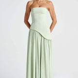 Donna | Asymmetrical Strapless Sculpted Maxi Dress