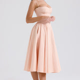 Charlotte | Underwired Sweetheart Twill Corset Midi Dress