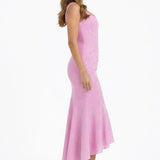Naomi | Bias Cut Satin Luminous Neutral Midi Dress