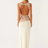 Lucinda | Open Back Lace Panel Maxi Dress
