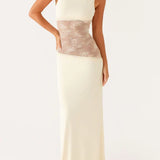 Lucinda | Open Back Lace Panel Maxi Dress