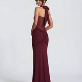 Rosabella |  Radiant Yellow Halter Neck Ruched Maxi Dress